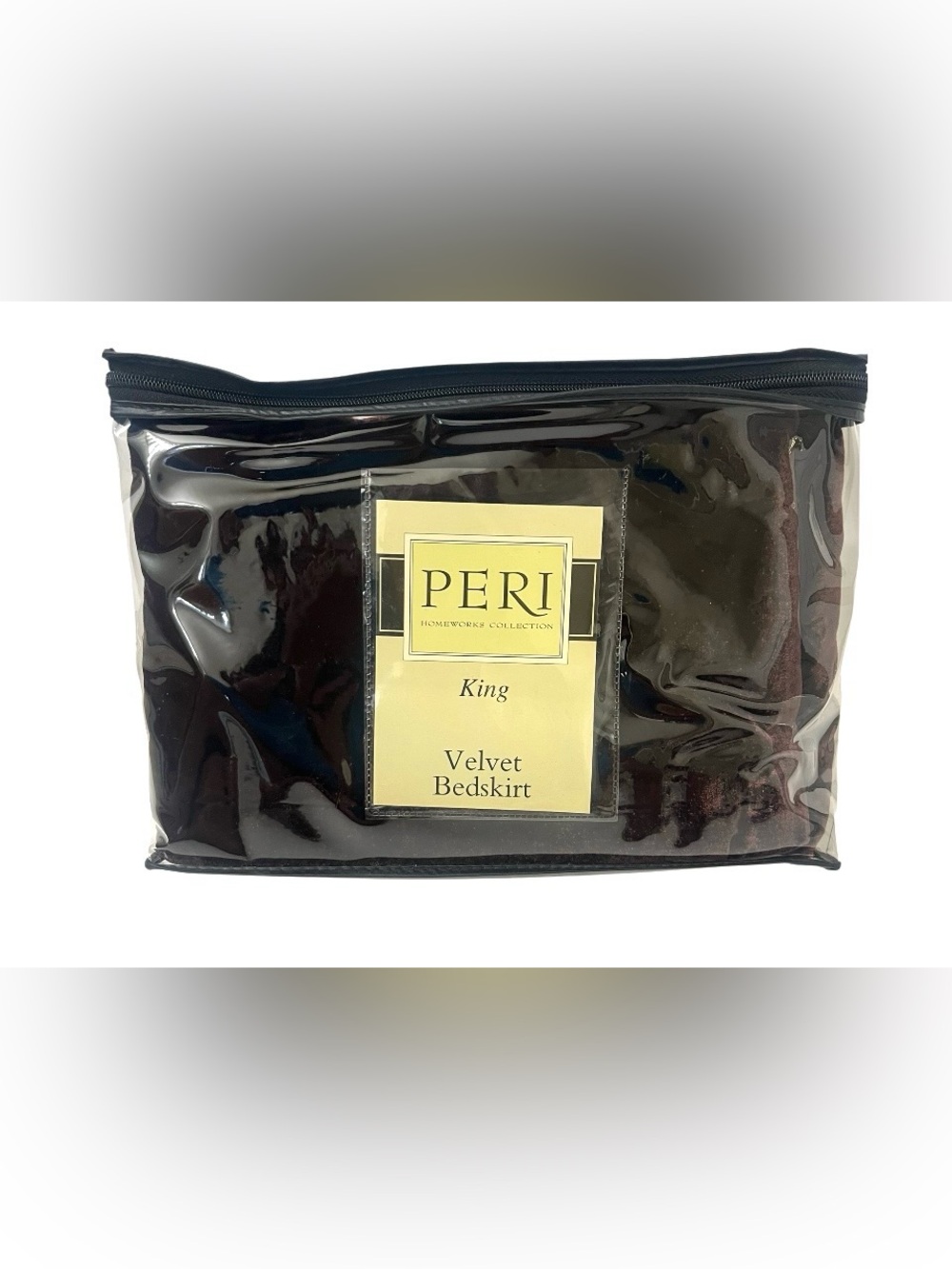 NEW in Package! PERI King Velvet Bedskirt - Dark Brown - Vintage !!